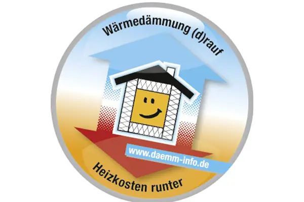 Bild mit dem Spruch: Wärmedämmung (d)rauf - Heizkosten runter